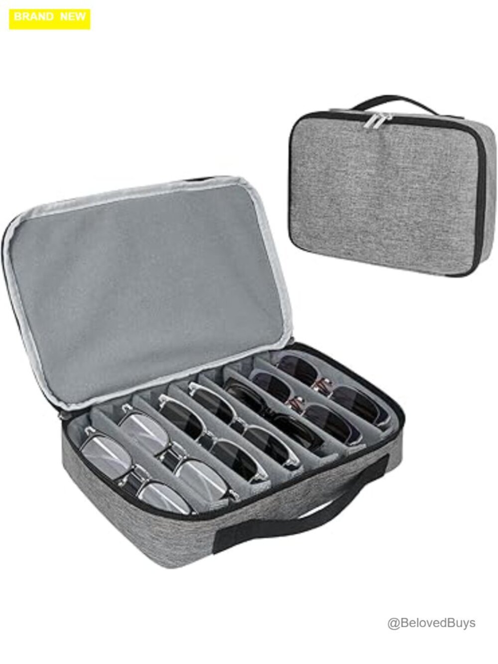 Travel Sunglasses Organizer Case, Adjustable Removable Slots, Storage Box for